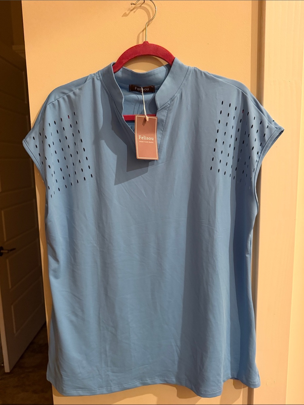 Womens Light Blue Short Sleeve Performance Shirt